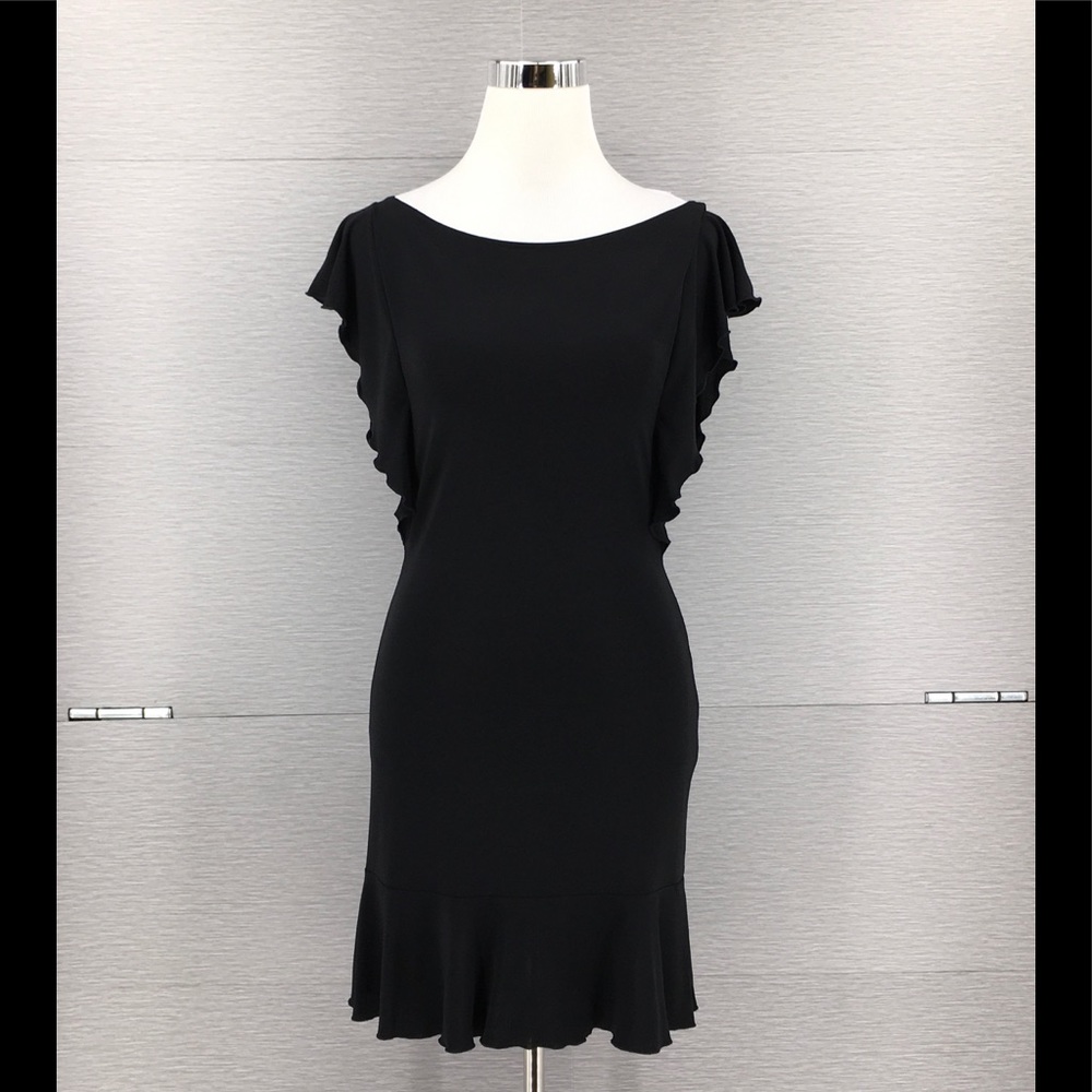 Moschino Jeans Women's Black Ruffle Sheer Dress Size 8